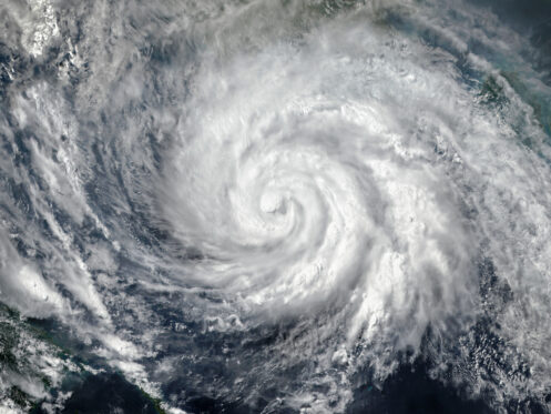Satellite view of a hurricane