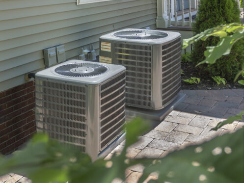 Residential air conditioning units outside of a home