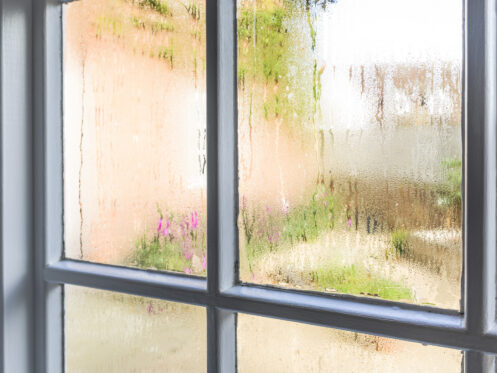 Condensation on a window of a home